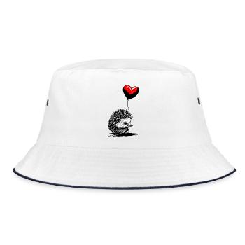 Igel mit Herz Luftballon - Heartful Creatures - Bucket Hat - Weiß/Navy - Vorne