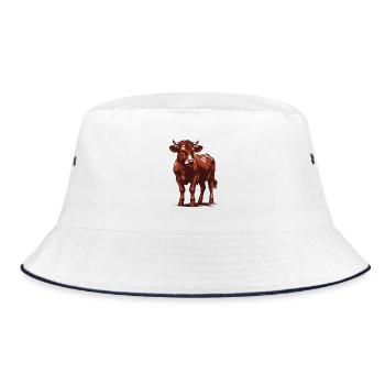 Rind - Bucket Hat - Weiß/Navy - Vorne