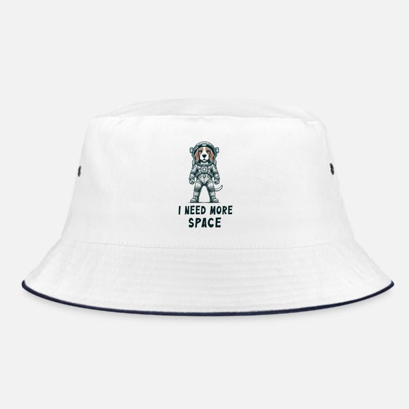 Beagle Astronaut - Bucket Hat - Weiß/Navy