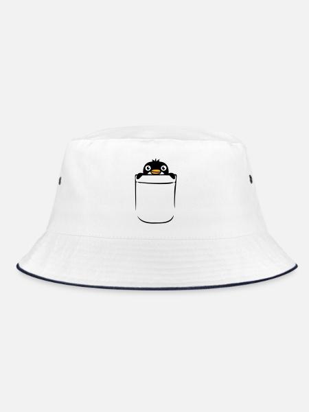 Little Penguin in Breast Pocket Bag Shirt Bag - Bucket Hat - white/navy - Front