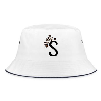 Letter s leopard motifs - Bucket Hat - white/navy - Front