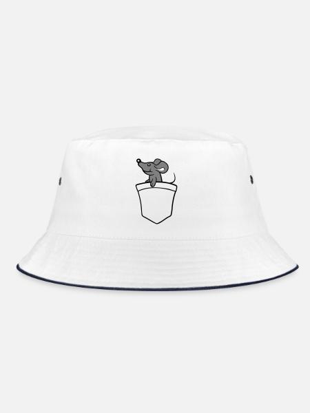 Maus Hemdtasche Tasche unterwegs auf Reisen Süß - Bucket Hat - Weiß/Navy - Vorne