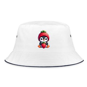 Mignon dessin animé pingouin fraise fruité fun - Bob - blanc/marine - Devant