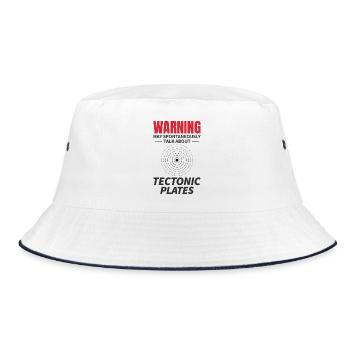 Tektonische Platten Geologie Geowissenschaften Warnung - Bucket Hat - Weiß/Navy - Vorne