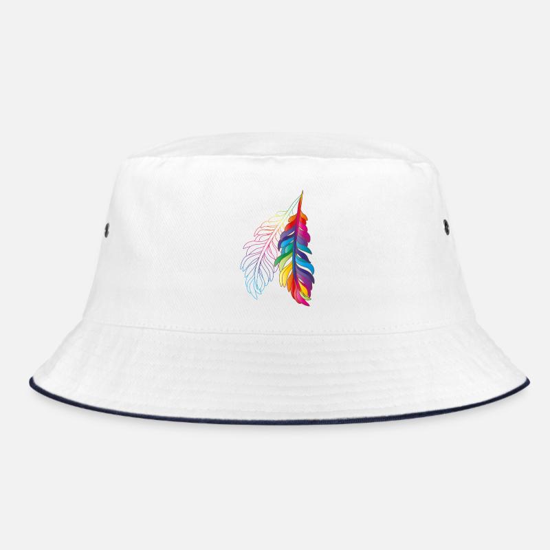 Regenbogenfedern – farbenfrohes Boho-Design Bucket Hat
