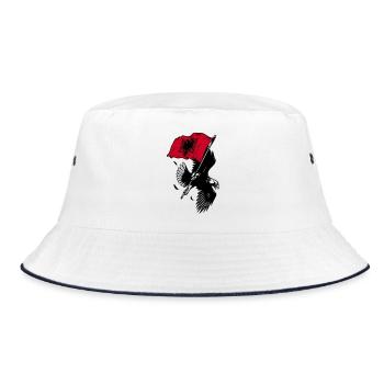 Albanian eagle with flag - Bucket Hat - white/navy - Front