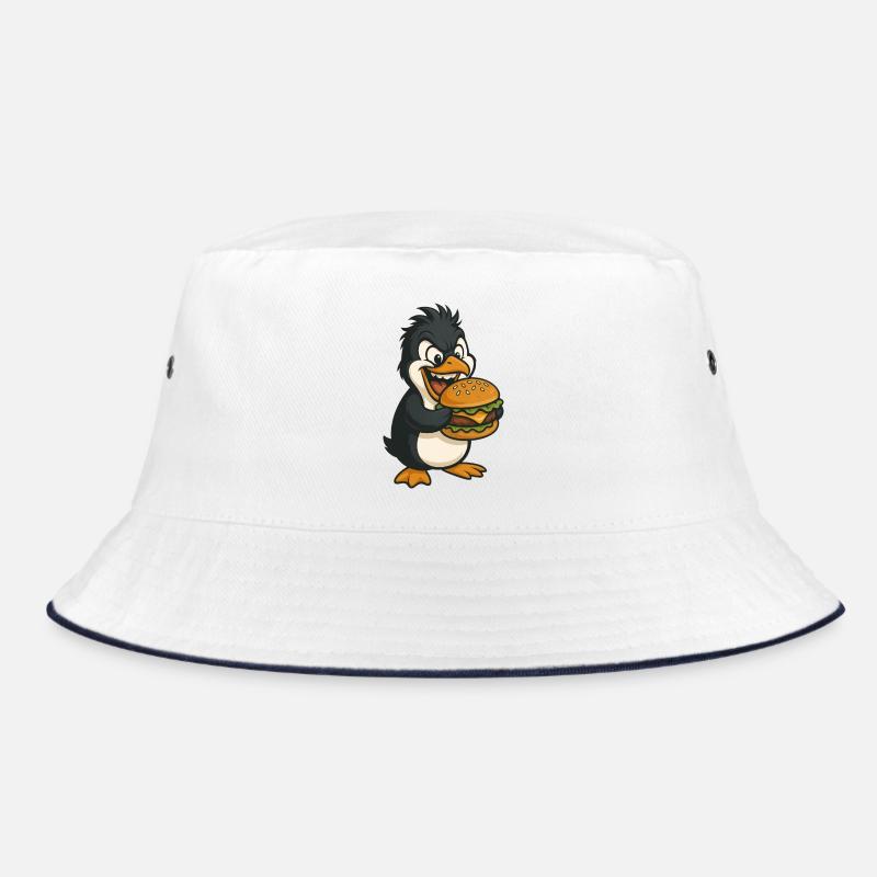 Cool Pinguin mit Hamburger Cheeseburger Fast Food Bucket Hat