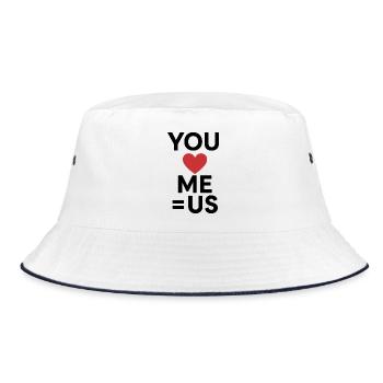 Love Heart Expression Print on Casual Wear - Bucket Hat - white/navy - Front