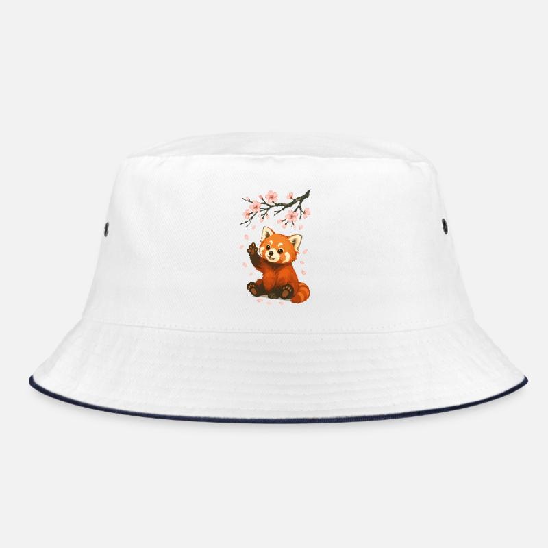 Red Panda, Panda Bear, Japanese, Cherry Blossoms Bucket Hat