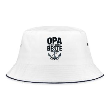 Grandpa is the best anchor – maritime design - Bucket Hat - white/navy - Front