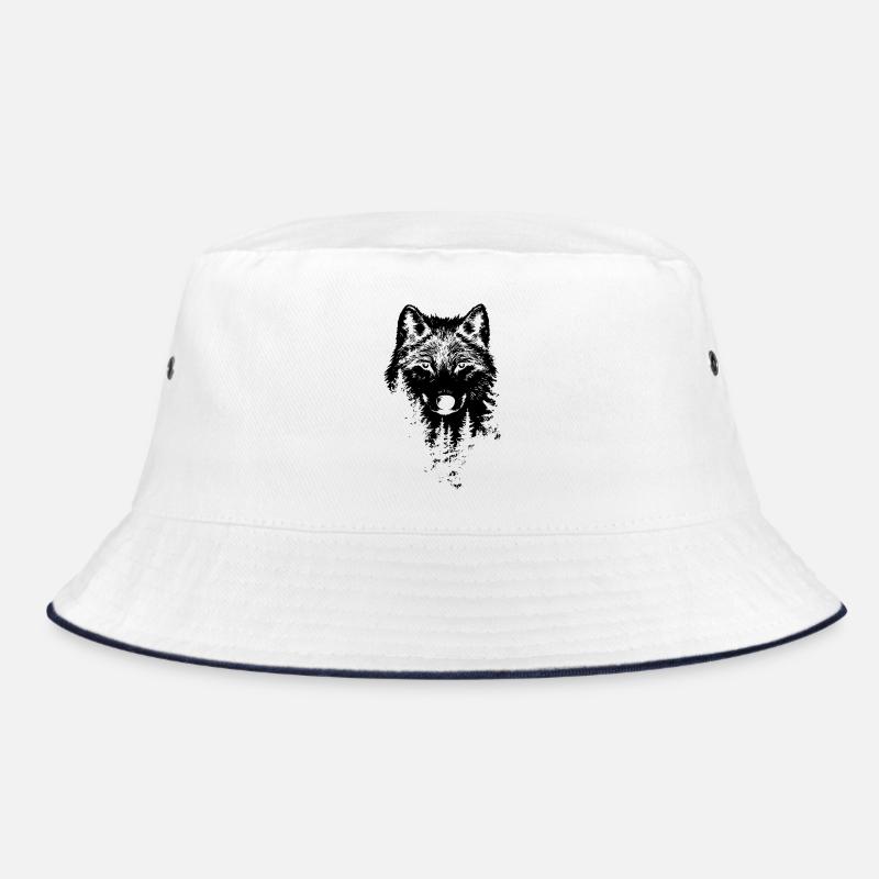 Wolf Face Forest Silhouette Bucket Hat