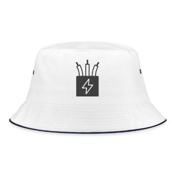 Electric Cable Power Icon Logo - Bucket Hat - white/navy - Front