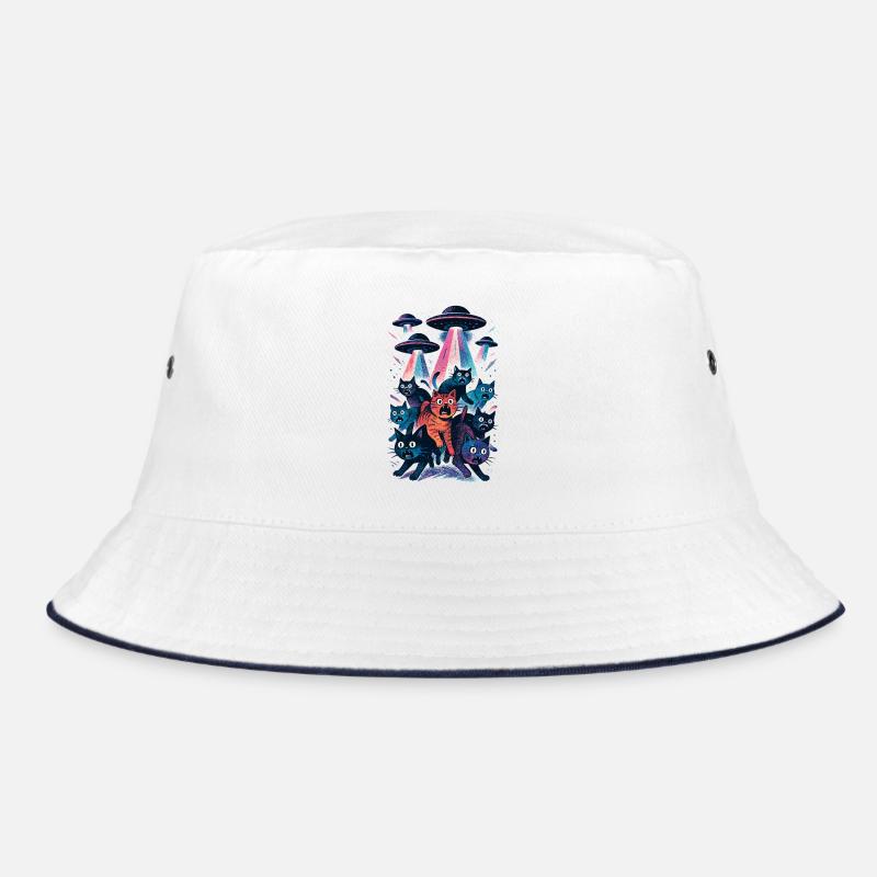 Alien UFOs UFO Cat Cats Beaming Gift Bucket Hat