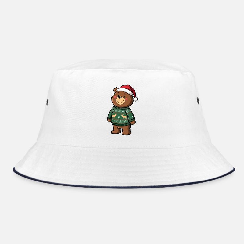 Niedlicher Bär mit Weihnachtspullover Bucket Hat