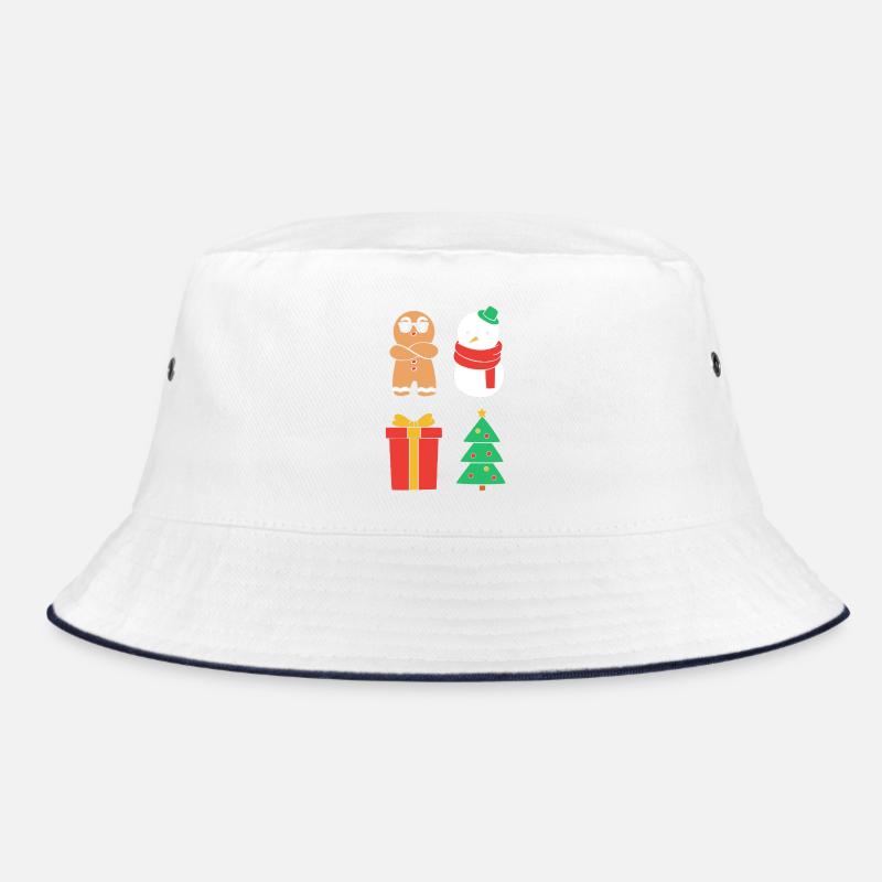 Lebkuchen Weihnachten Lebkuchenmann Gingerbread - Bucket Hat - Weiß/Navy