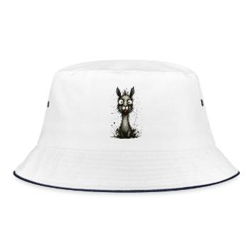 Lustiges Lama mit Zunge – Comic Splash - Bucket Hat - Weiß/Navy - Vorne