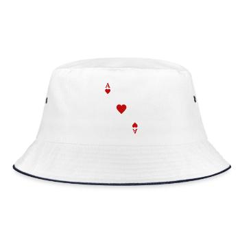 Spielkarten Kontrast - Herz-Ass - Bucket Hat - Weiß/Navy - Vorne