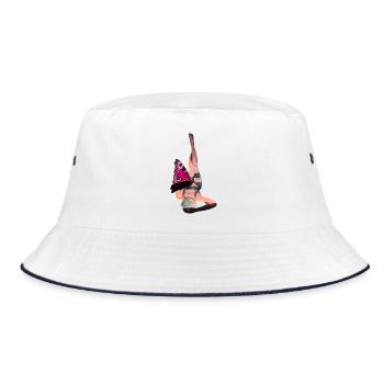 Femme allongée avec papillon - Bob - blanc/marine - Devant