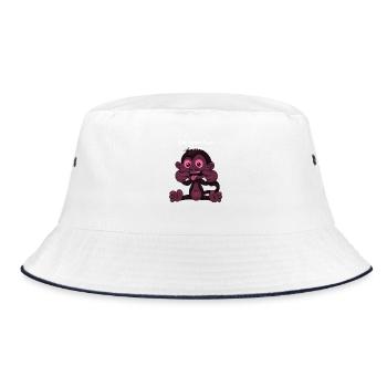 Cartoon Monkey Playtime - Bucket Hat - white/navy - Front