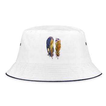 Feder - Bucket Hat - Weiß/Navy - Vorne