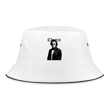 Chopin Noir Rebel Leather Portrait - Bucket Hat - white/navy - Front