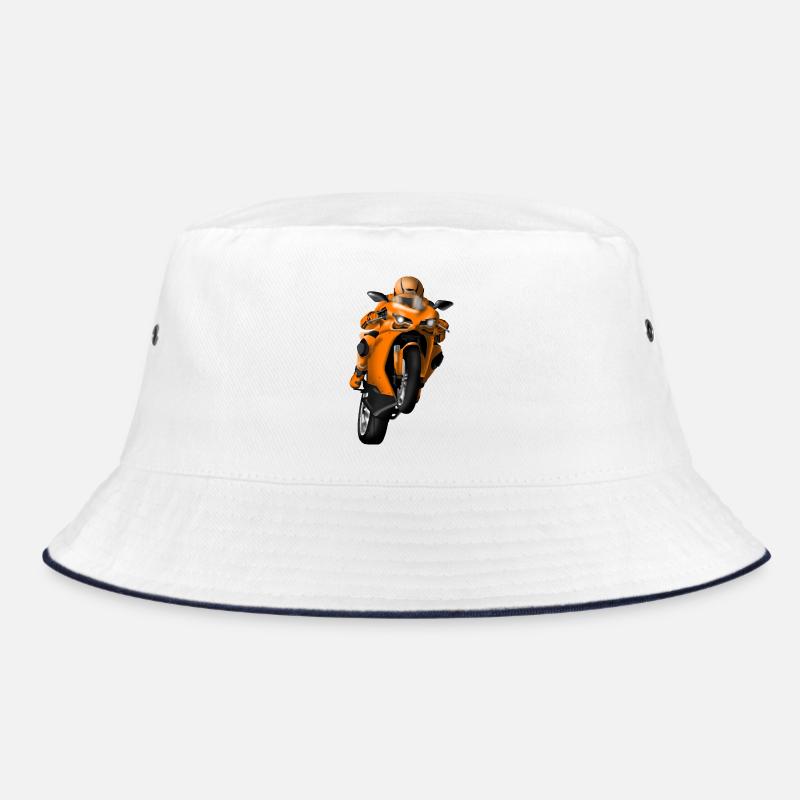 Orange sports machine front view Bucket Hat