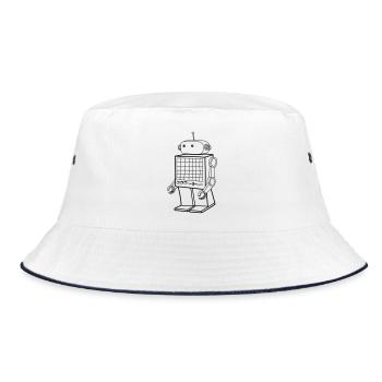 Robot rétro - Design Android Vintage AI - Bob - blanc/marine - Devant