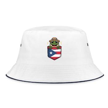 Porto Rico Coqui Avec Chapeau De Paille Dans Le Drapeau - Bob - blanc/marine - Devant