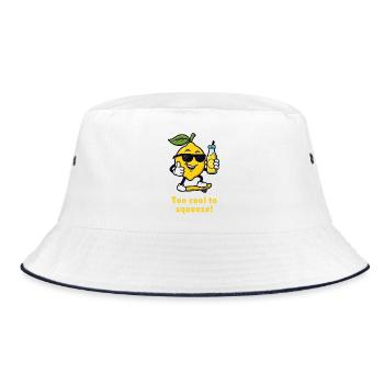 Zitrone Zu cool zum Quetschen karikatur  - Bucket Hat - Weiß/Navy - Vorne