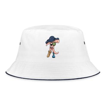 Pi – Mathe Pirat - Bucket Hat - Weiß/Navy - Vorne