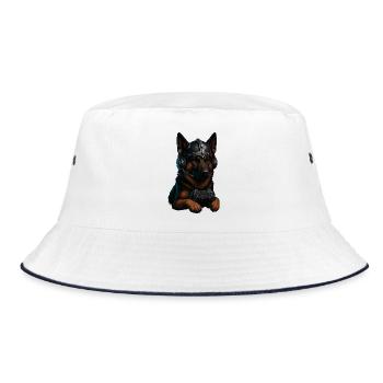 Gaming Hund mit Wikingerhelm - Bucket Hat - Weiß/Navy - Vorne