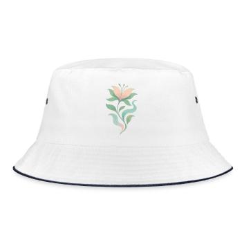 Pastel Bloom Botanical Flow - Bucket Hat - white/navy - Front