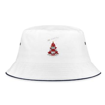 Weihnachtsbaum mit Kroatien-Flagge - Bucket Hat - Weiß/Navy - Vorne