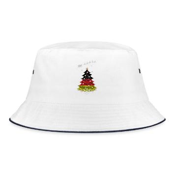 Tannenbaum mit Deutschlandflagge - Bucket Hat - Weiß/Navy - Vorne