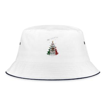 Weihnachtsbaum mit Mexiko-Flagge - Bucket Hat - Weiß/Navy - Vorne