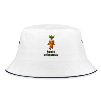 Hearty on the go - carrot vegetable caricature - Bucket Hat - white/navy - Front