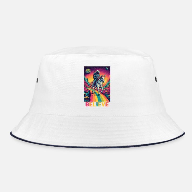 Astronaut auf Regenbogen-Einhorn Bucket Hat