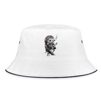 Punkig Igel mit E-Gitarre - Bucket Hat - Weiß/Navy - Vorne