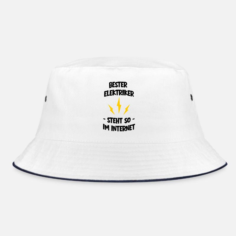 Drei Gelbe Blitze auf Schwarz - mit Spruch - Bucket Hat - Weiß/Navy