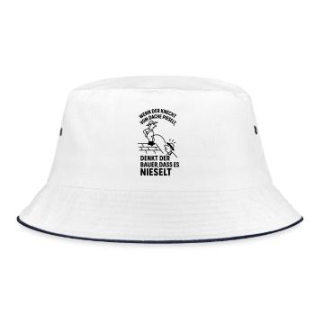 Farmer Servant Roof Peeing Peeing Funny Saying - Bucket Hat - white/navy - Front