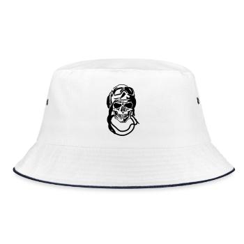 Schädel - Bucket Hat - Weiß/Navy - Vorne