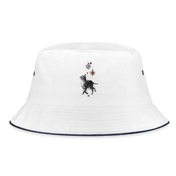 Mystical cat in the geometry universe - Bucket Hat - white/navy - Front