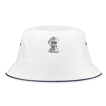 Kierkegaard Glückszitat-Tee - Bucket Hat - Weiß/Navy - Vorne