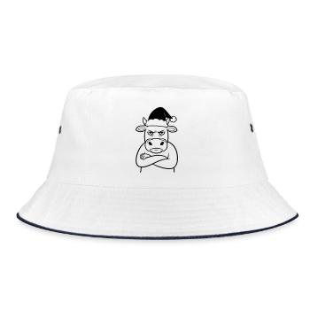 Lustige Grummel-Kuh zu Weihnachten - Bucket Hat - Weiß/Navy - Vorne