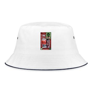 Haile Selassie I Jah Rastafari Rasta Reggae Roots - Bucket Hat - white/navy - Front