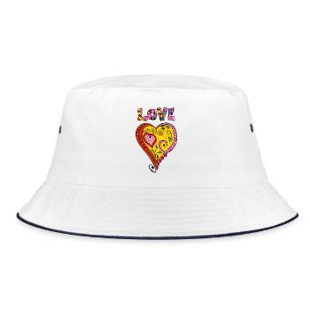 Heart - Bucket Hat - white/navy - Front