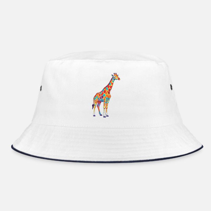 Bunte Giraffen-Regenbogen-Pop-Art-Aquarell Bucket Hat