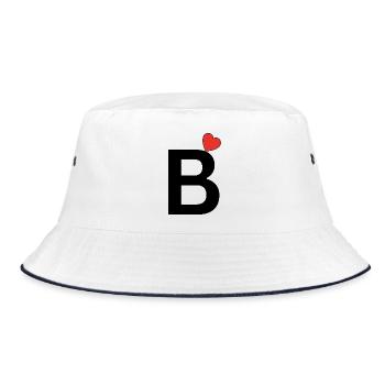 B - Bucket Hat - Weiß/Navy - Vorne