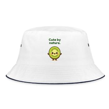 Kiwi-Motiv Cute by Nature - Bucket Hat - Weiß/Navy - Vorne