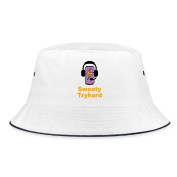 Sweaty Tryhard Energy Mode, Energy-Drink, Gamer - Bucket Hat - Weiß/Navy - Vorne